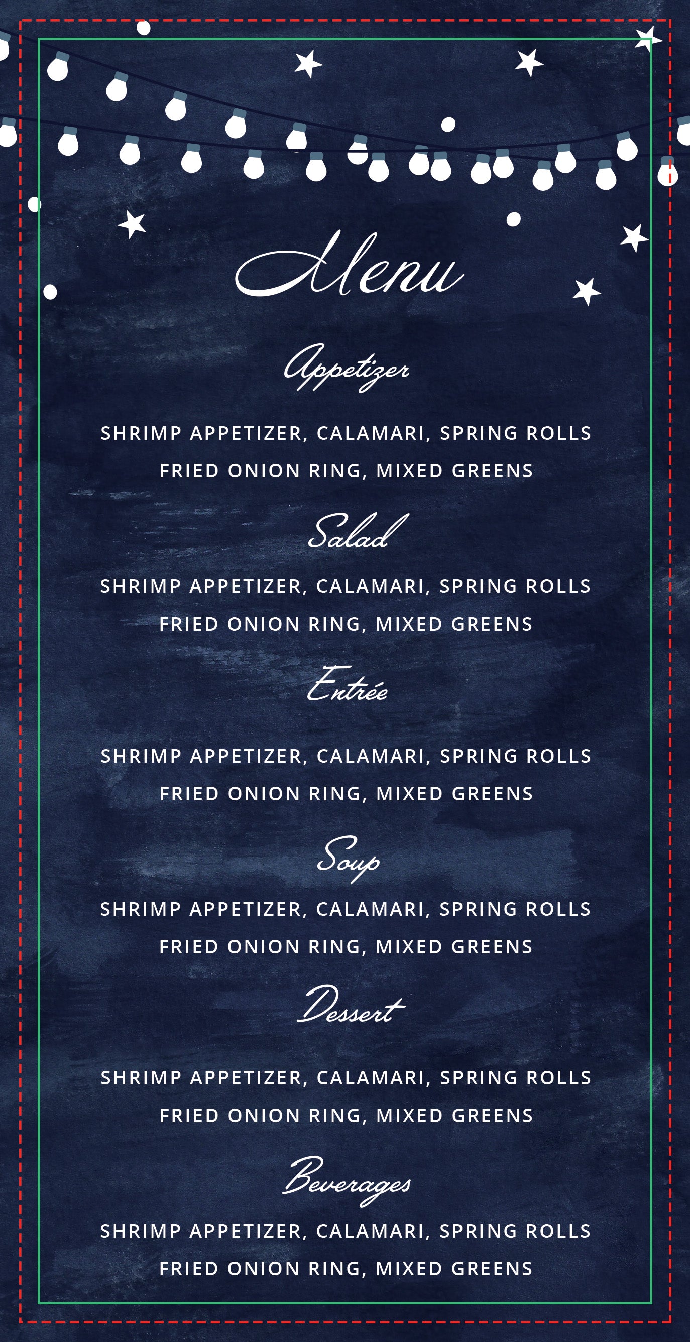 Wedding Menu- Midnight