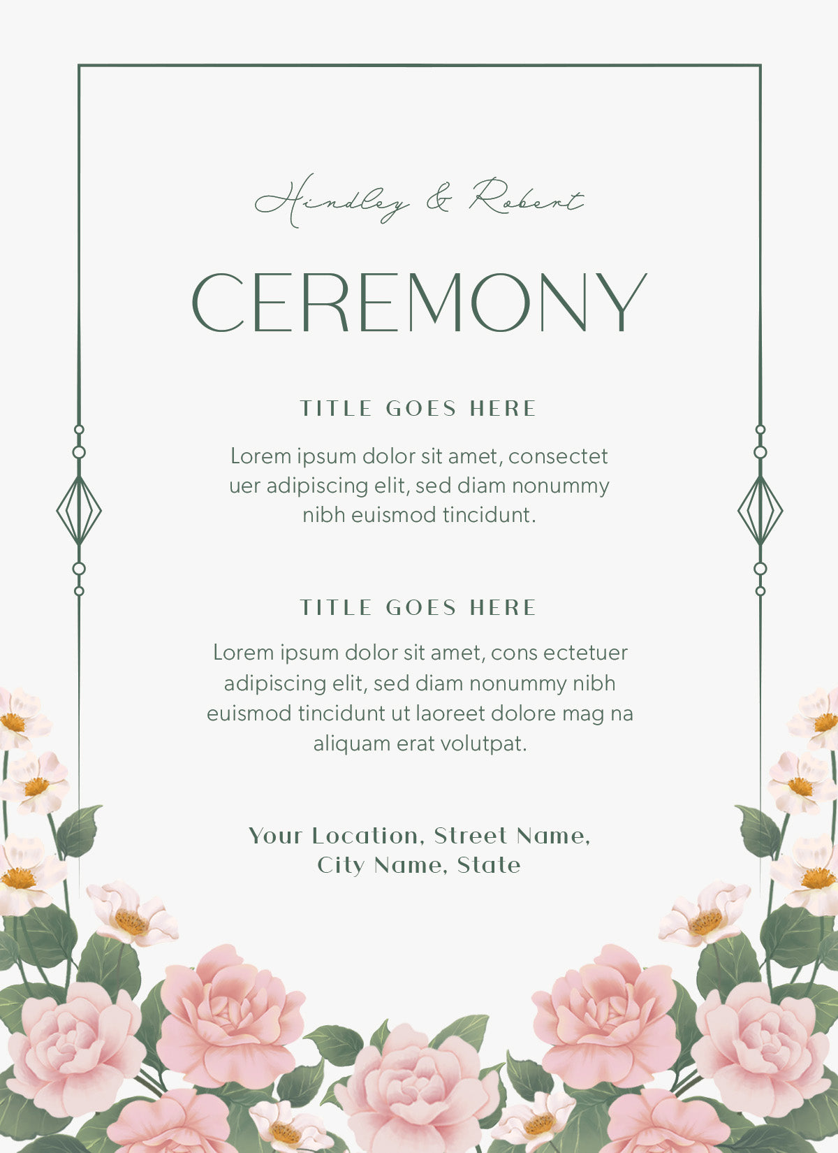 Full Package- Stationary Classic Roses