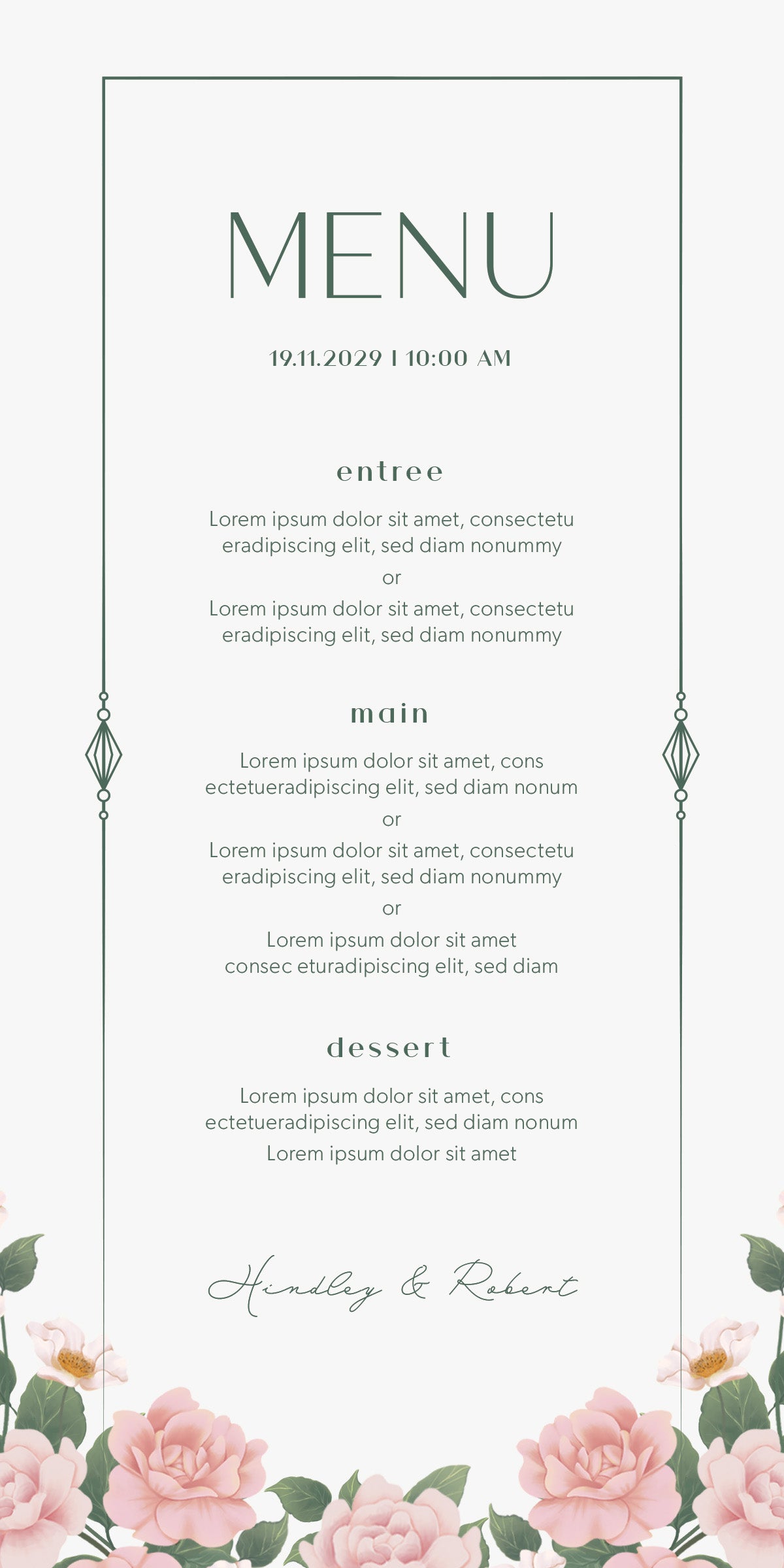 Wedding Menu- Classic Rose